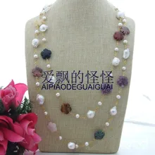 Белое ожерелье с жемчугом Кеши из оникса