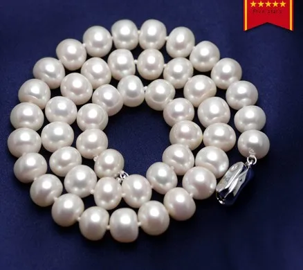 

noble women gift Jewelry Clasp Freshwater Pearl Natural Pearl Necklace, 8-9mm Almost no blemish, Near Round-45CM