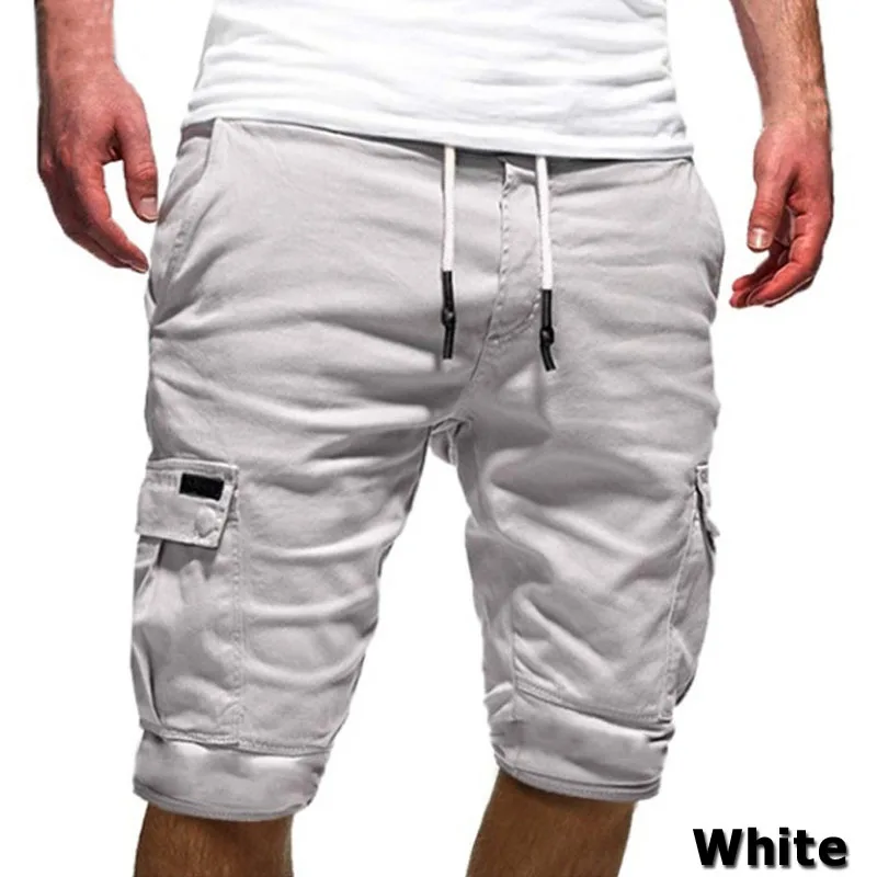 Летние шорты Для мужчин Повседневное однотонные Для мужчин s шорты плюс Размеры M-4XL элистичные, средней, посадки Короткие Брюки с карманами Для мужчин Уличная шорты мужские - Цвет: Белый