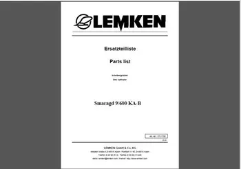

Parts catalogs for Lemken agricultural equipment, PDF