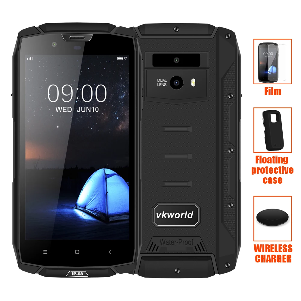 VKworld VK7000 IP68 водонепроницаемый смартфон 5,2 дюймов MTK6750T Восьмиядерный Android 5600 мАч Быстрая зарядка 4 Гб 64 Гб мобильный телефон с двумя sim-картами