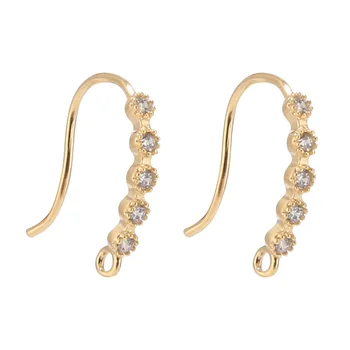 

4pcs 15x13mm Brass Micro Pave Cubic Zirconia CZ Stone Earring Hooks Ear Wire Metal Jewelry Component Findings