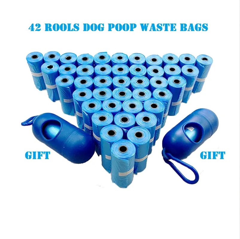 Goede NIEUWE Kwaliteit 42 Rollen Hond Afvalzakken met 2 Dispenser en Leash Clip Kak Tas Huisdier Duurzaam Refill Rollen Zwart pooperscoopers