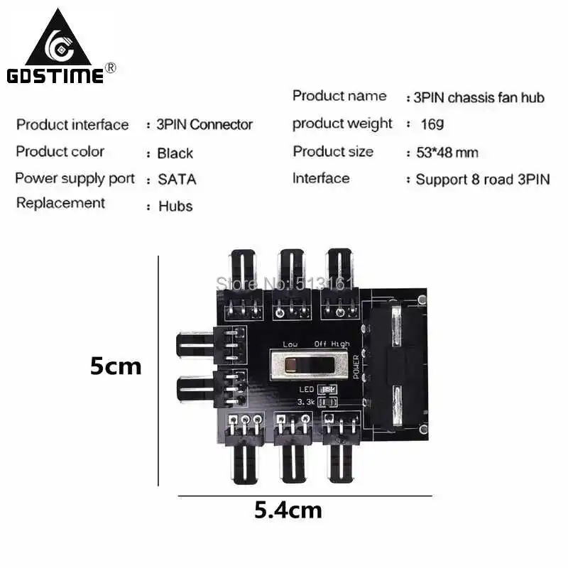 D TYPE 1 to 8 fan hub