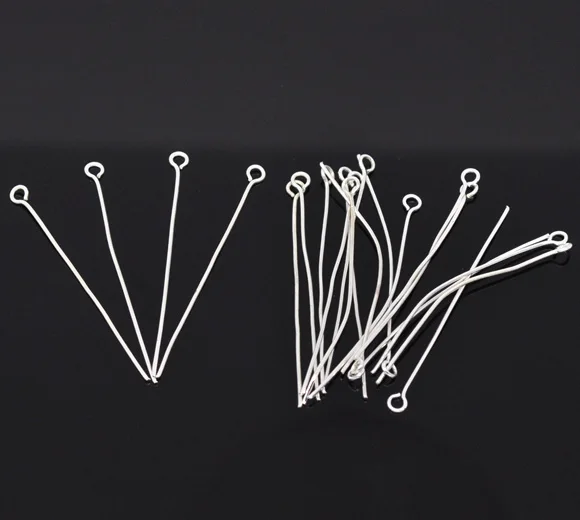 

DoreenBeads 150PCs Silver color Eye Pins 45x0.7mm(21 gauge) 2015 new