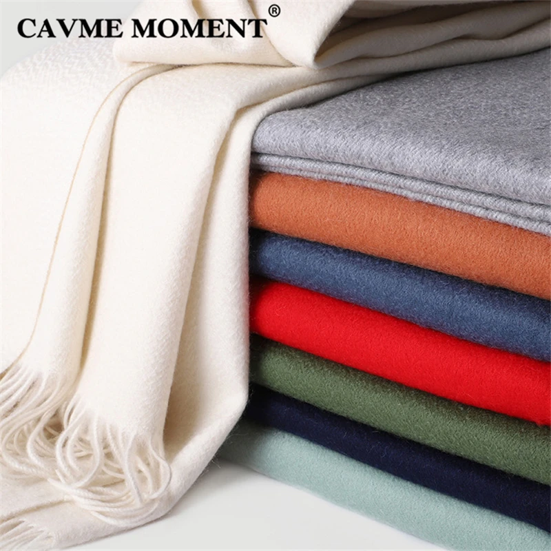 

CAVME 100% Cashmere Scarf for Ladies Men's Women's Scarves Solid Basic Long Scarves with Tassel Shawl Wraps 70*200cm 320g