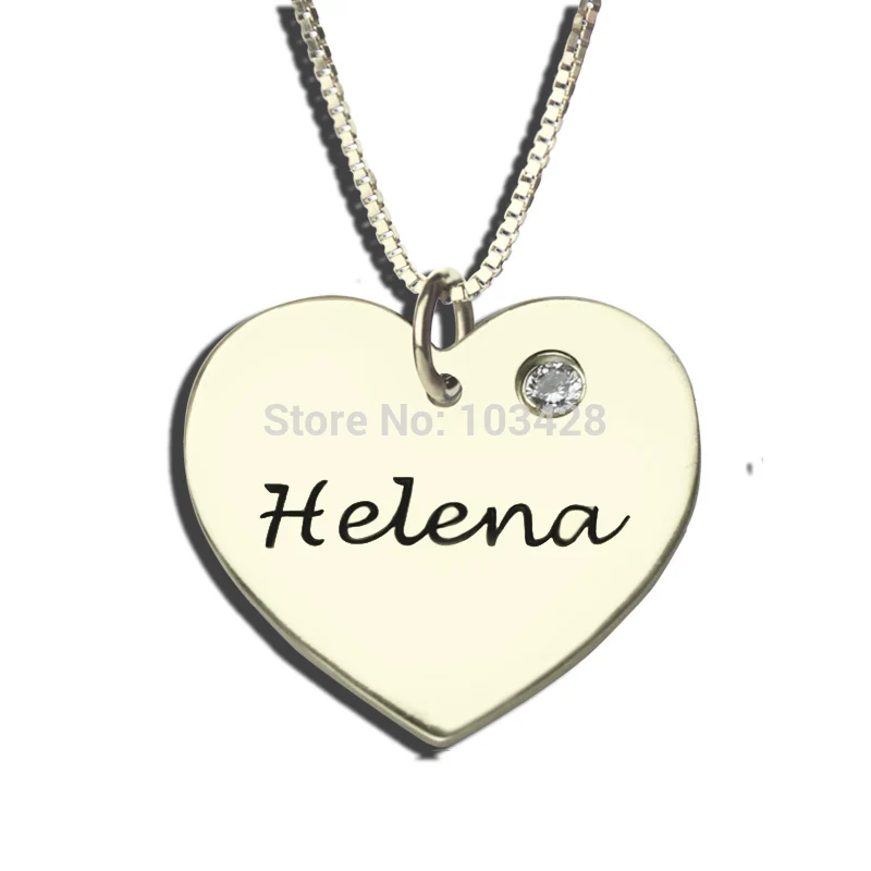 

AILIN Personalized Heart Name Necklace Engraved Heart Birthstone Pendant Silver You are My Sweet Heart Necklace Memorial Jewelry