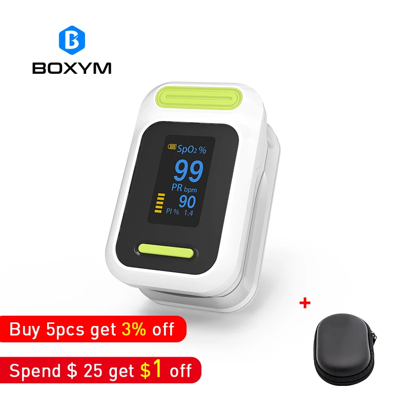 

BOXYM Medical digital Finger Pulse Oximeter blood oxygen Heart Rate PI Saturation Monitor OLED CE Portable Oximetro De Pulso