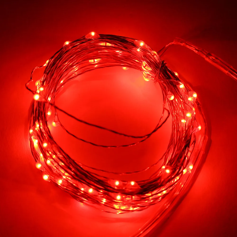 50 м 500 светодиодов 5* 33Ft 100LED наружная Соединительная серия медная проволока цвета света освещение рождественские струнные огни+ адаптер питания