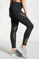 Горячая мода сетки лоскутное леггинсы школьные упражнения Для женщин леггинсы женские эластичные брюки Капри Для женщин Фитнес леггинсы