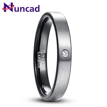 

Nuncad 4 MM 100% Tungsten Carbide Black Ring Male Jewelry Accessories Men's Matte Cubic Zircon Punk Rings Boyfriends Gift