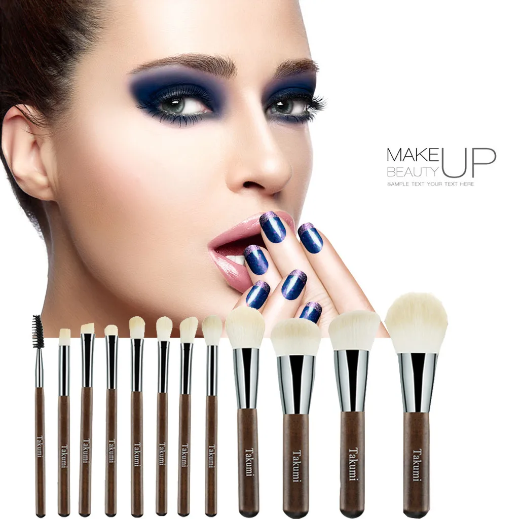

12Pcs Makeup Brushes Set Professional Withered Wood Color Cosmetic Brushes Suit White Bionic Capillary Soft Tool Maquiagem L58