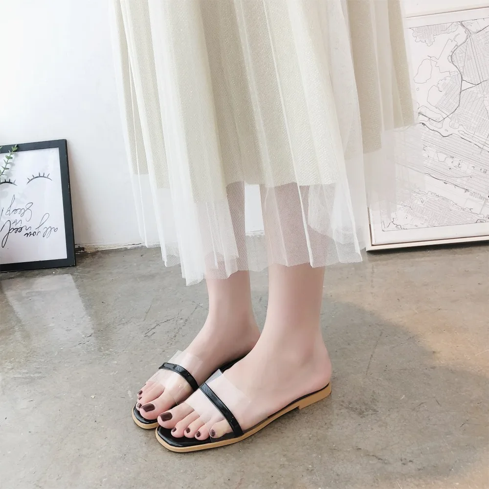 2019 New Transparent Casual Slipper Sandal Womens Slippers Zapatos Mujer Ladies Slip On Sliders Flat Size 35-39 y425