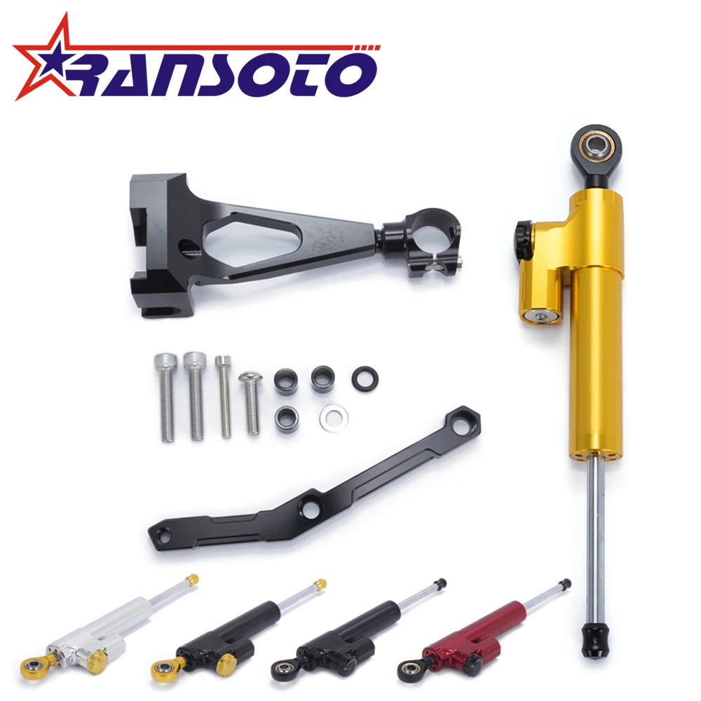

RANSOTO Motorcycle CNC Steering Damper Stabilizerlinear Reversed Safety Control with Bracket For Yamaha MT09 MT-09 FZ-09 13-17