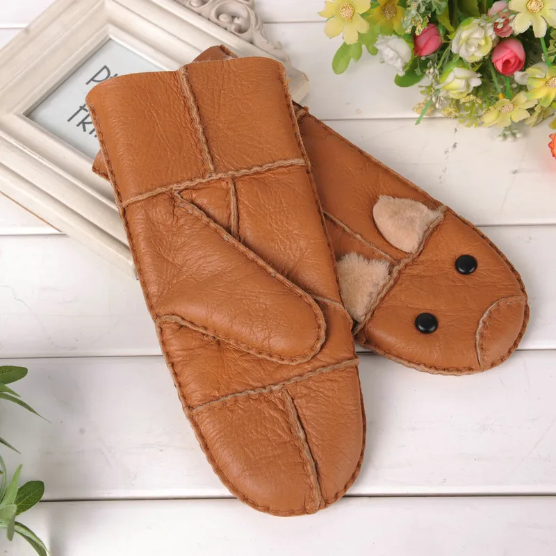 

2019 Hot Selling Kid's Winter Gloves,Fur sheepskin lather gloves mitts child fur leather mitts winter warm Wool mittens gloves
