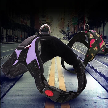 

Pet Nylon Vest Harness Reflective Dogs Adjustable Padded Breast-band Puppy Breathable Mesh Chest Halter Hand Strap D12