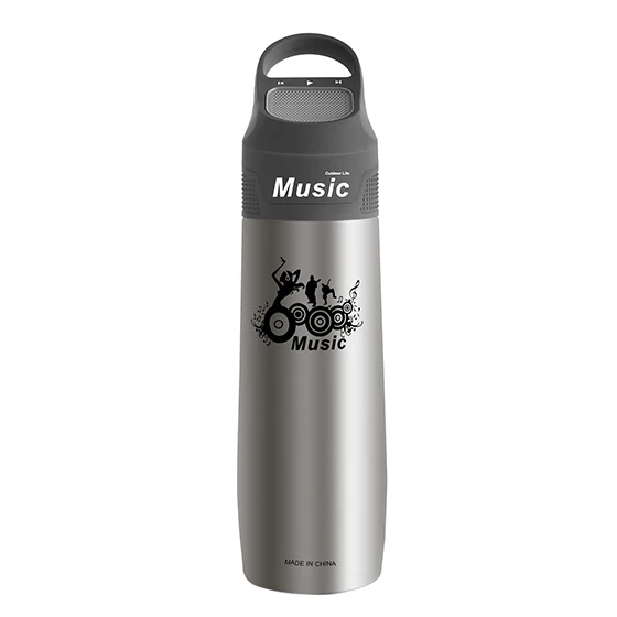 WEST BIKING 750ml Water Bottle Vacuum Cup With Wireless Bluetooth Speaker Music Player Bottle For Cycling Home Outdoor Sports - Цвет: Gray