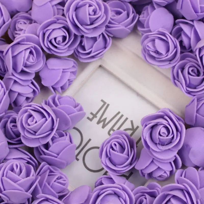 144Pcs/Pack 2cm Mini PE Foam Artificial Rose Flower Head for DIY Craft Wreath Wedding Bouquet Scrapbooking Party Home Decoration