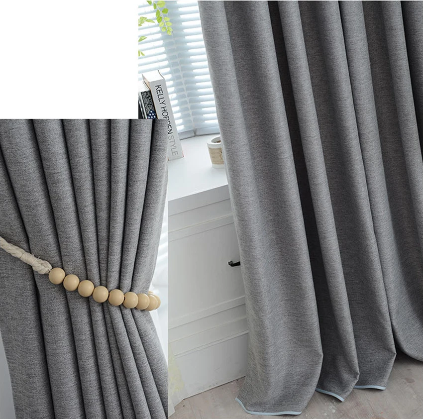 Европа Твердые шторы затемненные для современной спальни отвесная ткань жалюзи серый лен драпировка Обработка Кухня X551#30