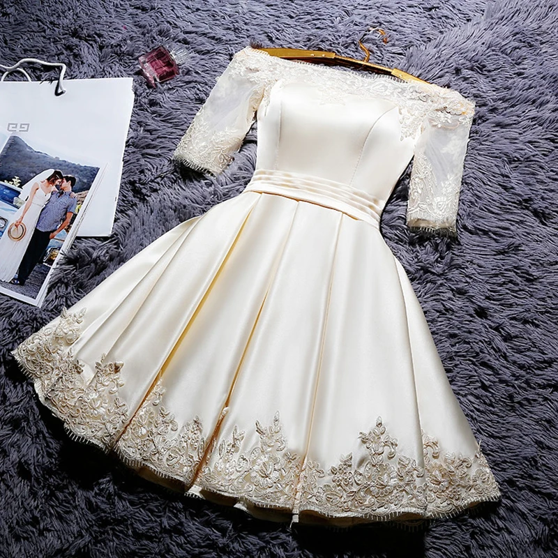 AXJFU/кружевное вечернее платье цвета шампанского; винтажное белое короткое вечернее платье принцессы; красное вечернее платье с вырезом лодочкой и цветком