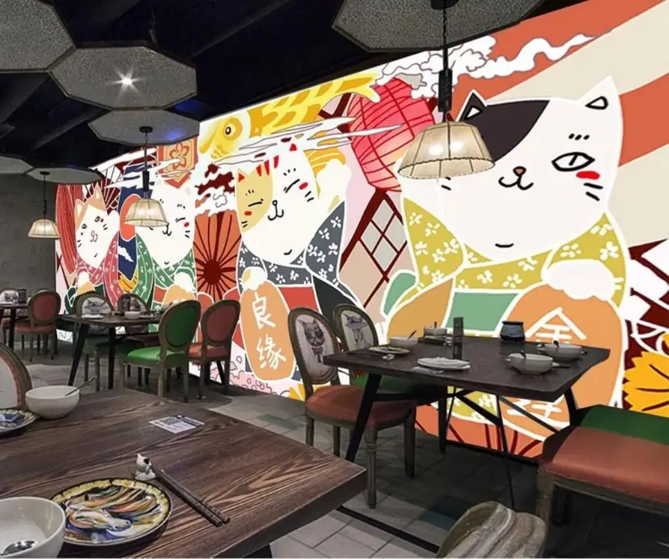 

Фотофон Декоративные Настенные обои, фрески с изображением кошки, суши, ручная роспись