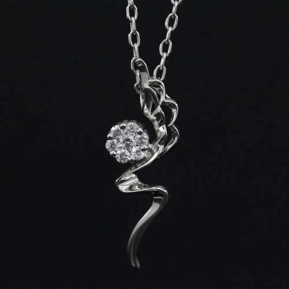 

LASAMERO Halo 0.037CT 18k Gold Round Cut Square Center Pave Set Natural Diamond Pendant Necklace Chain Women Fine Jewelry