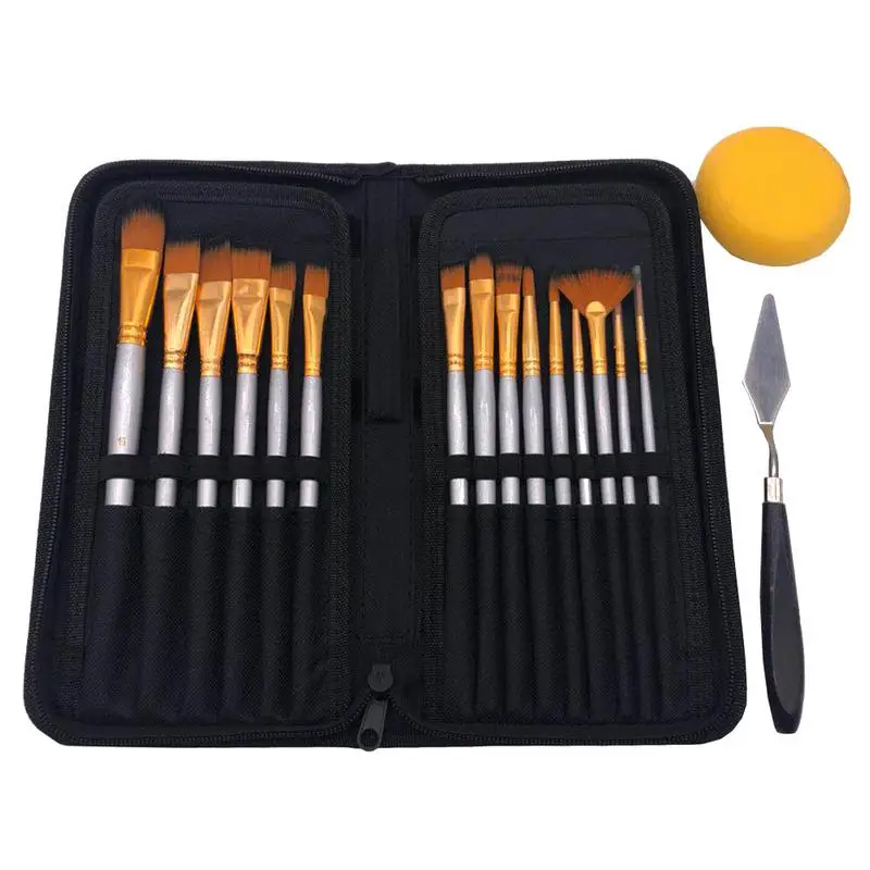 Kopen 15 stks Olie Penseel Doek Tas Set Gouache Acryl Schilderij Aquarel Pen Briefpapier Set Art Schilderen Gereedschap Kunst Levert