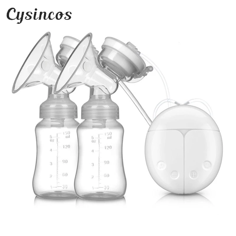 

CYSINCOS Double Electric Breast Pump Powerful Nipple Suction USB Electric Breast Pump With Baby Milk Bottle Cold Heat Pad Nipple