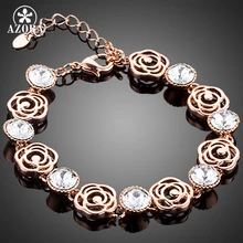 AZORA интересные розы золотого цвета с 7 шт прозрачный Stellux цветок из австрийского горного хрусталя браслет TS0127