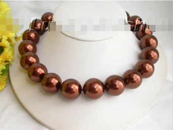 

20mm 100% round coffee south sea shell pearls necklace^^^@^Noble style Natural Fine jewe FREE SHIPPING