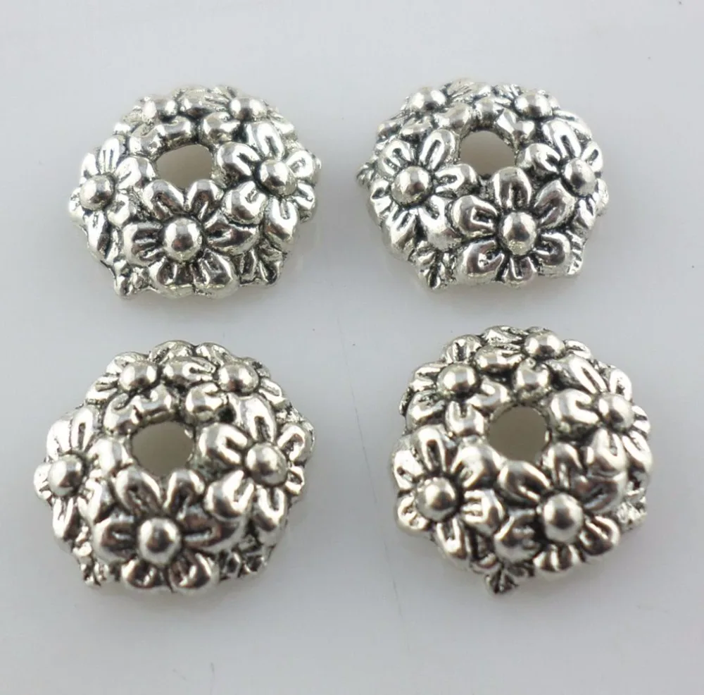 

50pcs Tibetan Silver Flower End Bead Caps 11mm Charm Jewelry Bracelet Beading