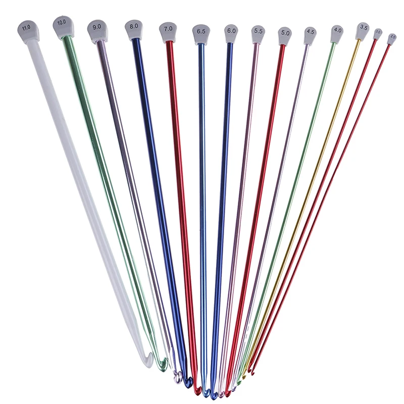 

14 Size Tunisian Afghan Crochet Hooks 2.5 mm to 11 mm Multicolor Aluminum Knitting Needles Hook Multicolour Crochet Hook