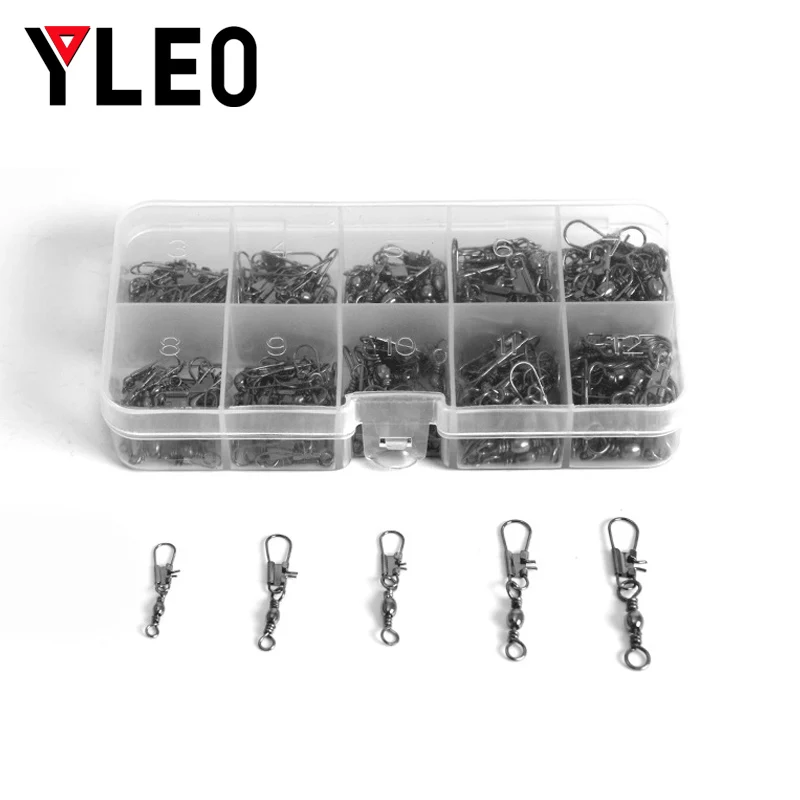 

YLEO 200pcs/lot Stainless Steel Connector Bearing Rolling Swivel Snap Pins Fishhook
