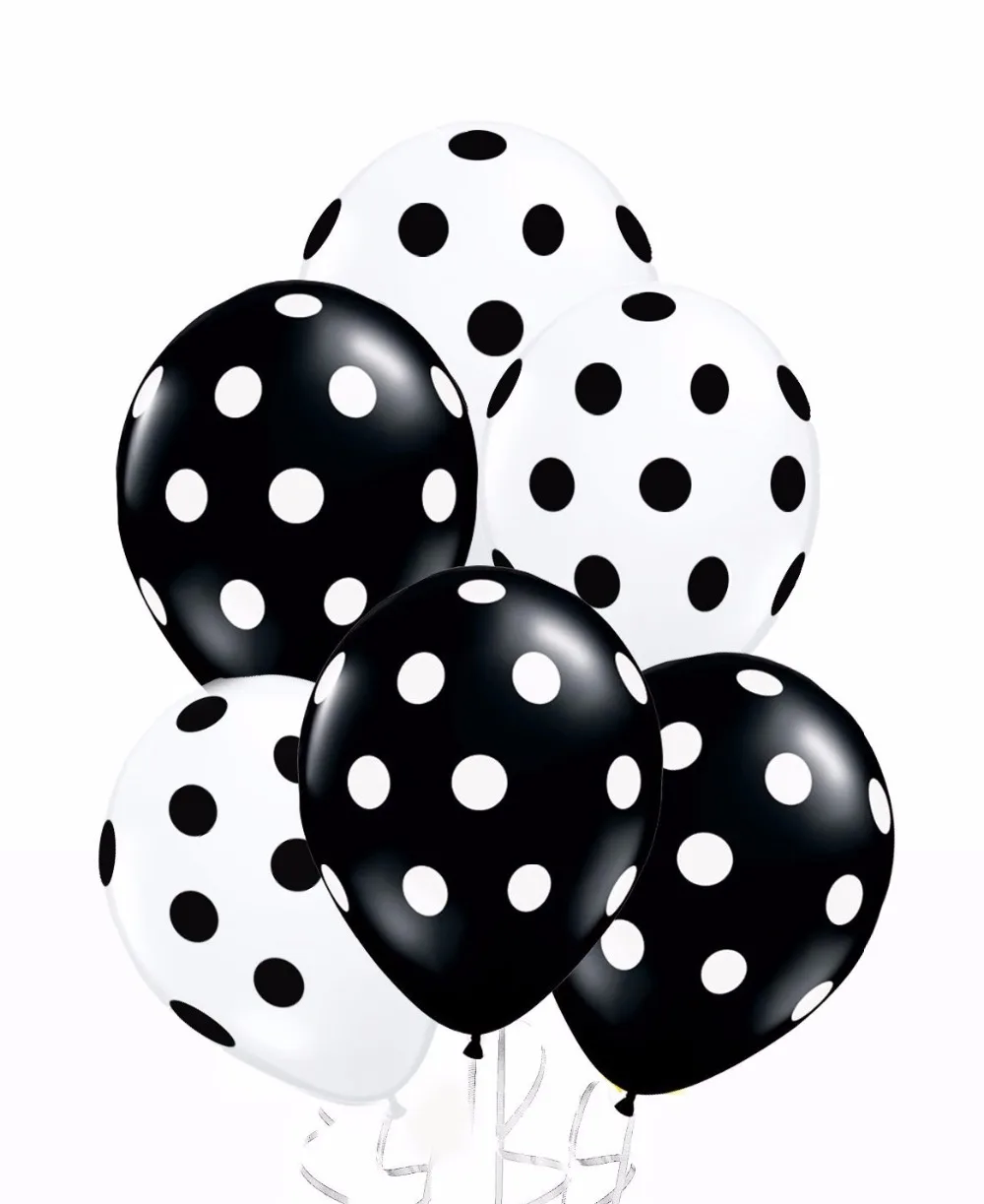 15pcs Black White Spot Polka Dot Latex Balloons Globos Party Birthday