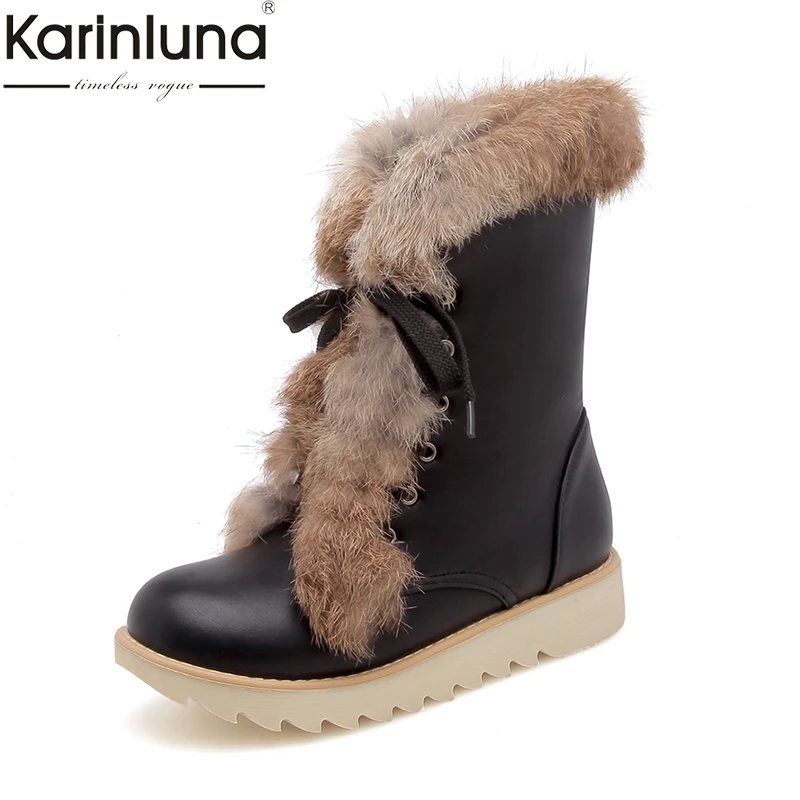 

KARINLUNA brand new wholesale 5 colors cute women's shoes snow Boots sweet Winter warm fur plush russia Boots shoes woman