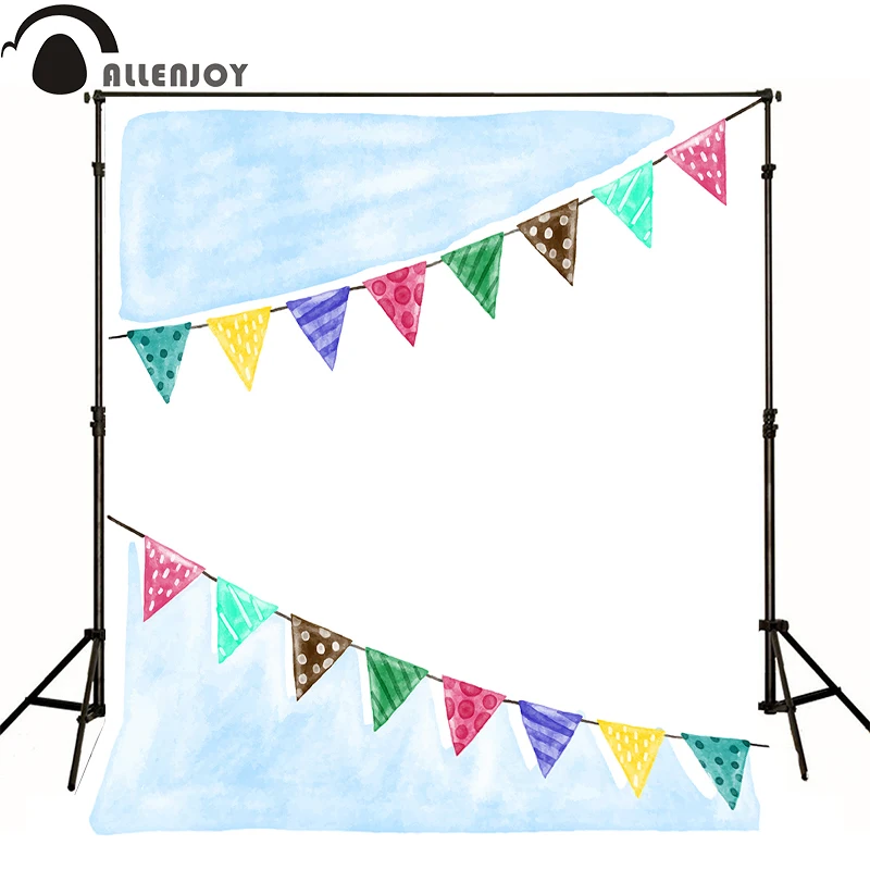 

Allenjoy Photographic background flag blue white dot baby happy birthday party photo background photography backdrops
