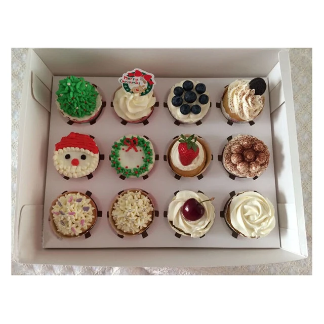 12 holes muffin cupcake paper box pastry chocolate candy white christmas chocolate candy