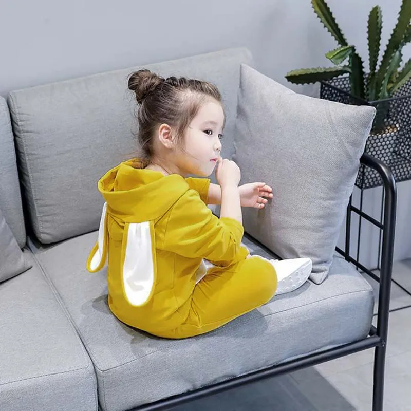 

DFXD Toddler Girl Clothes 2019 Spring Casual Full Sleeve Rabbit Set Children Clothing Set Little Girls 2pc Tracksuit For 2-8Yrs