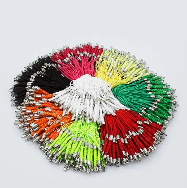 

7.5CM Multicolor Nylon Mobile Cell Phone Dangle Braided Lanyard Strap String Thread Cords Wire Lariat End Crimps jewelry craft