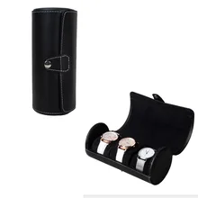 Черный рулон из искусственной кожи для путешествий; коробка для часов держатель Органайзер браслет чехол для хранения 3 сетки для часов или браслет-держатель