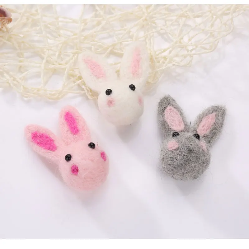 

2019 Creative Finished Rabbit Animal Wool Needle Felt Poked Kitting DIY Cute Rabbit Head Wool Felting Needle Toy