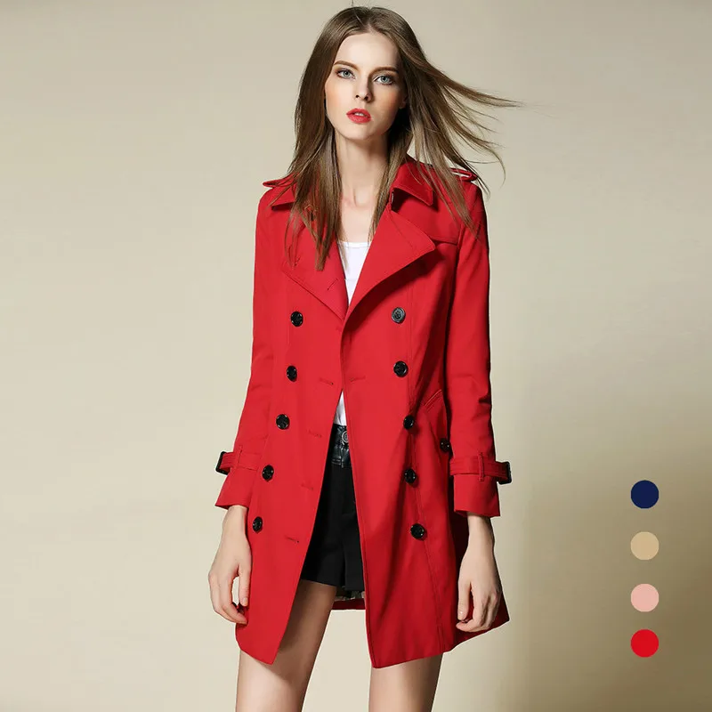 

Trench Coat for Women SIPAIYA 2017 British Style Trench B Brand Mid Long Elegant Female Overcoat Autumn Double Breasted Coat