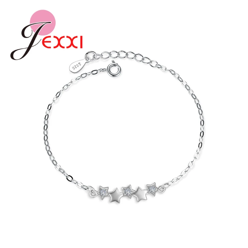 New 925 Sterling Silver Filled and White Crystal Fashion Charm Bracelet 