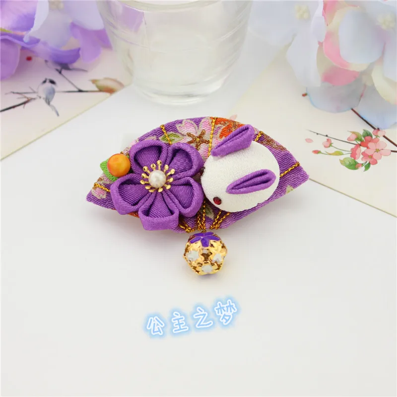 Традиционная японская Толстая хлопковая ткань Kanzashi Bell веер для девочек милый