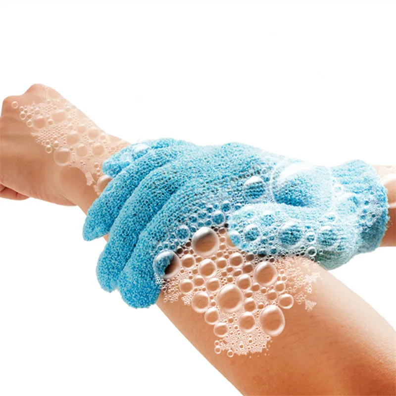 2pcs Bath Towel Bath Cleaning Gloves Five Fingers Bath Artifact Powerful Double-Sided Exfoliating B