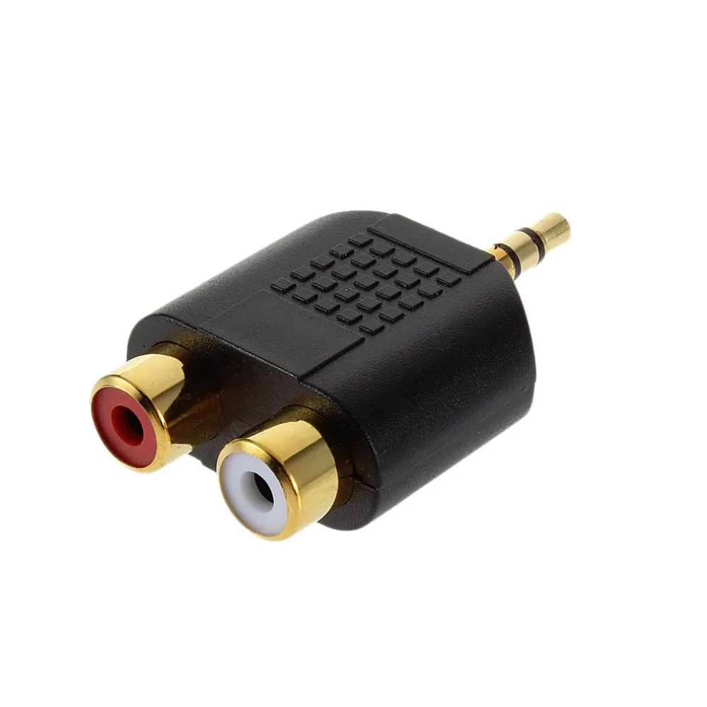 

1Pcs Gold-plated 3.5mm Stereo Plug to 2RCA(Red+White) Female Connector Adapter Promotion hot new