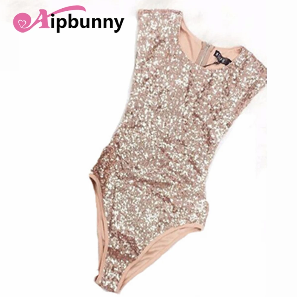 

Aipbunny 2018 Sexy Pink Sequins One Piece Swimsuit Monokini Bathing Swimming suit for Women Swimwear Maillot De Bain Femme
