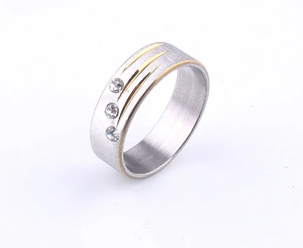 

carve 3 rhinestone 316L Stainless Steel finger ring jewelry wholesale