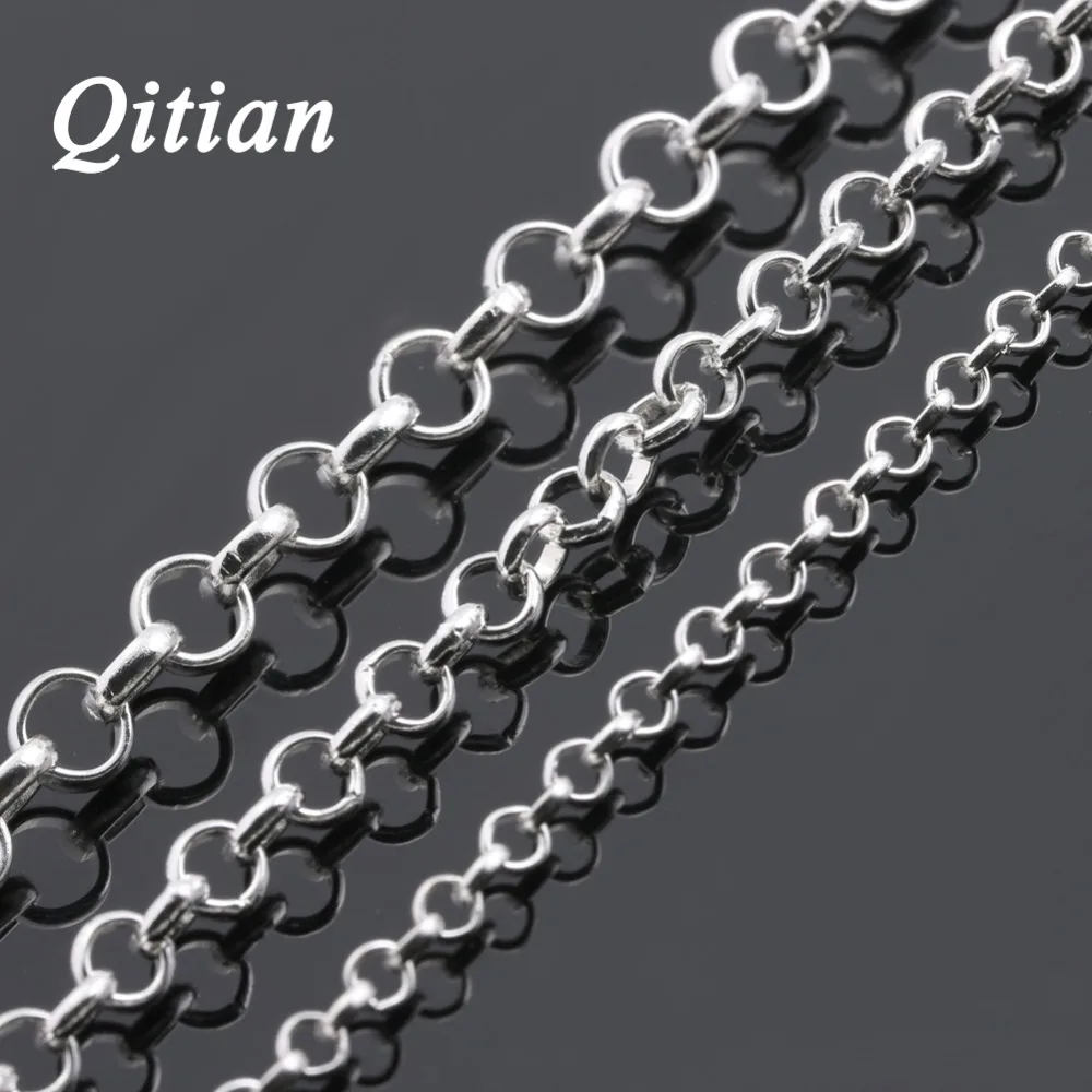 Qitian 10meters/lot Chains Wholesale White Gold Iron Link Chain Jewelry Findings for DIY