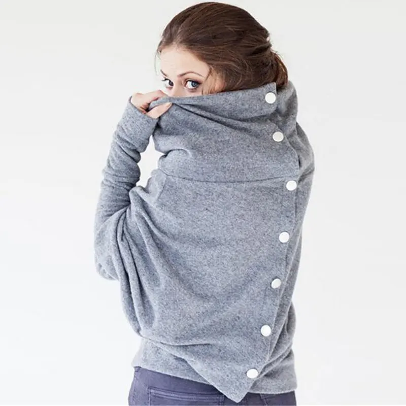 Autumn Winter Women Tops With Pocket Fashion Button Blusa